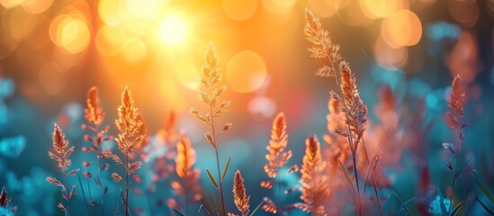 Sticker - Wild grass in the forest at sunset