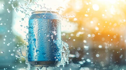 Poster - a can of soda with water droplets on it's surface