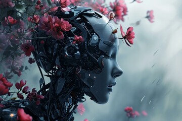 Poster - Innovative Ai concept robot. Computer data. Generate Ai