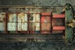 Close-up Aerial View of Cargo Ship