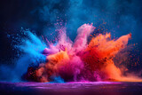 Fototapeta  - A vibrant and colorful picture of a splash of color powder in a Holi festival in India, celebrating the tradition and culture of the event.