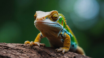 Wall Mural - lizard with nature background