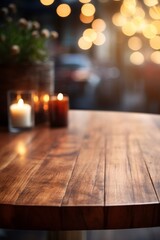 Aufkleber - show an untouched polished wooden table with a bokeh-style modern ambiance ai generated illustration