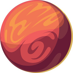 Sticker - lava planet icon. cartoon fantasy space object