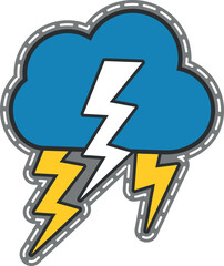 Wall Mural - thunderstorm sticker. colorful cloud and lightning patch