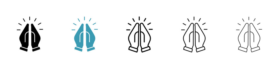 Prayer and Respect Icon. Namaste, Thank You Emoji. Folded Hands Sign for Gratitude.