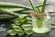 Soothing Aloe vera care green. Water gel. Generate Ai