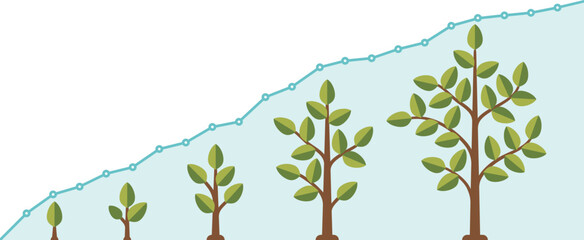 Wall Mural - Tree growth speed line graph. Infographic chart