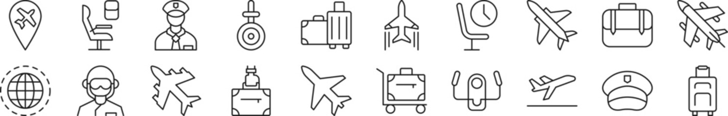Poster - pilot line icons collection. editable stroke. simple linear illustration for web sites, newspapers, 