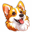 A cute corgi with perky ears and a tongue out
