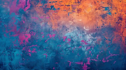  Grunge Background Texture in the Colors Electric Blue, Neon Orange and Hot Pink created with Generative AI Technology