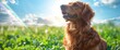 A regal Irish Setter standing proudly amidst a field of clovers, with a rainbow stretching across the sky in the background, celebrating St Patrick's Day , Wallpaper Pictures, Background Hd