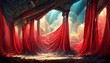 red curtain and curtains