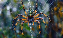 Golden Orb-weaver Spider In Its Web In The Jungle