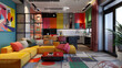 Décoration intérieure multicolore des pièces  d'une maison ou d'un appartement
