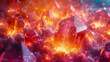 Magic crystal background abstract red glowing crystals with bokeh defocused lights