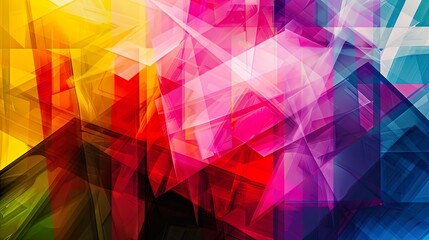 Leinwandbilder - A digital artwork featuring geometric shapes in a rainbow of colors, creating a visually striking and modern design.