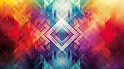 Leinwandbilder - A digital artwork featuring geometric shapes in a rainbow of colors, creating a visually striking and modern design.