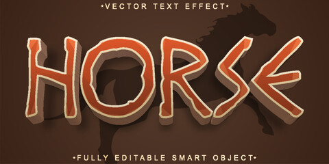 Poster - Cartoon Brown Horse Vector Fully Editable Smart Object Text Effect