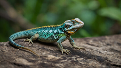 Wall Mural - lizard with nature background