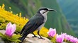 Bird with the flower in mountain