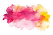 Pink and yellow watercolor splotch dye on white background.