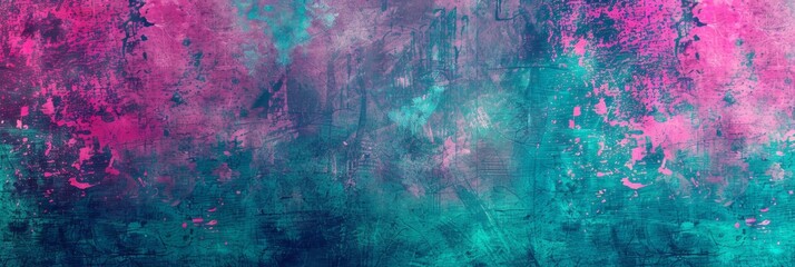  Grunge Background Texture in the Colors Neon Pink, Medium Orchid and Dark Turquoise created with Generative AI Technology