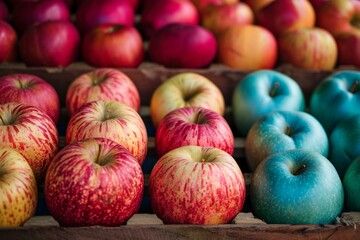 Poster - Red green apples. Nutrition ripe. Generate Ai