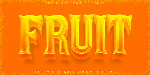 Wall Mural - Orange Fruit Cute Vector Fully Editable Smart Object Text Effect