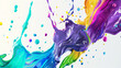 Mix of color fluid flowing against a white background. 