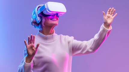 Poster - Woman Wearing Virtual Reality Headset