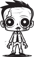 Sticker - Creepy Charm Cartoon Zombie Logo Playful Putridity Cute Zombie Vector Icon