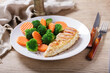 plate of grilled chicken and vegetables
