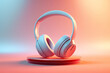headphones on a orange background