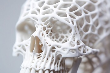 Wall Mural - close up of a 3d printed skull