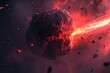 Enormous Asteroid red cinematic. Science universe. Generate AI