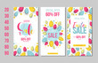 Set of Happy Easter background template with eggs. Happy Easter big hunt or sale banner lettering with colorful eggs. Vector illustration EPS10
