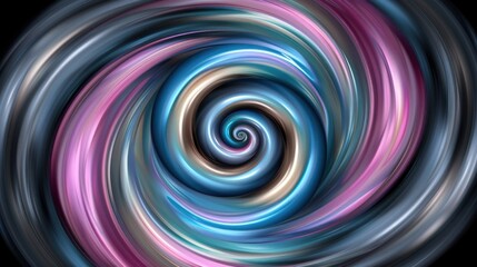 Sticker - a blue and pink swirl is shown in the middle of a black background with white and pink swirls in the center.