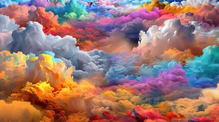 Wall Mural - a group of clouds that have been painted in different shades of pink, blue, yellow, orange, and whit