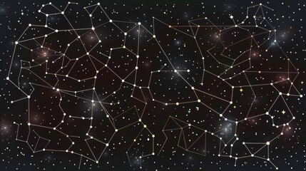 Wall Mural - a dark expanse serves as the backdrop for a detailed map of constellations, where each star is a nod