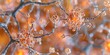 Closeup of Lewy bodies in brain cells causing Parkinsons disease. Concept Lewy Bodies, Parkinson's Disease, Brain Cells, Closeup, Neurodegenerative Disease