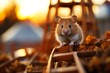 Enchanting circus hamster showcasing delightful tricks in a lively and entertaining performance