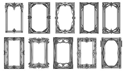 Wall Mural - art deco black rectangular frames. old vintage orthogonal borders, abstract antique decoration moldi
