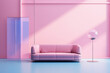 Pink sofa in a modern minimal interior