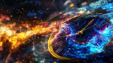  Space-Time Continuum: A Clock Merging with a Vibrant Galaxy