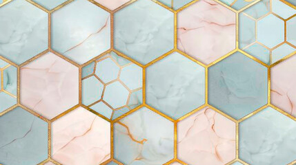 Naklejka na meble A mesmerizing pattern of hexagonal tiles creating a harmonious design, each tile fitting perfectly into the next, forming a seamless geometric display. Banner. Copy space