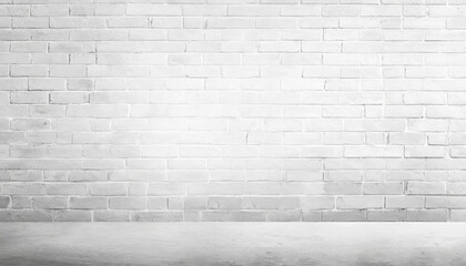 Poster - A brick wall with a large empty space in the middle. The wall is white and has a rough texture