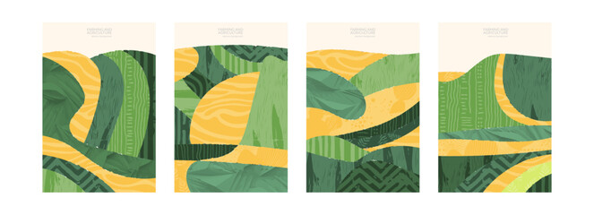 Wall Mural - abstract wineyard farm field pattern vector illustration. vineyard green landscape with texture. set