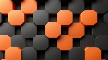 Poster - Vibrant 3d abstract background in bright black and orange colors for design projects