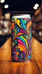 Poster - Soda can mockup on abstract background, ideal for creative designs and branding with text space.